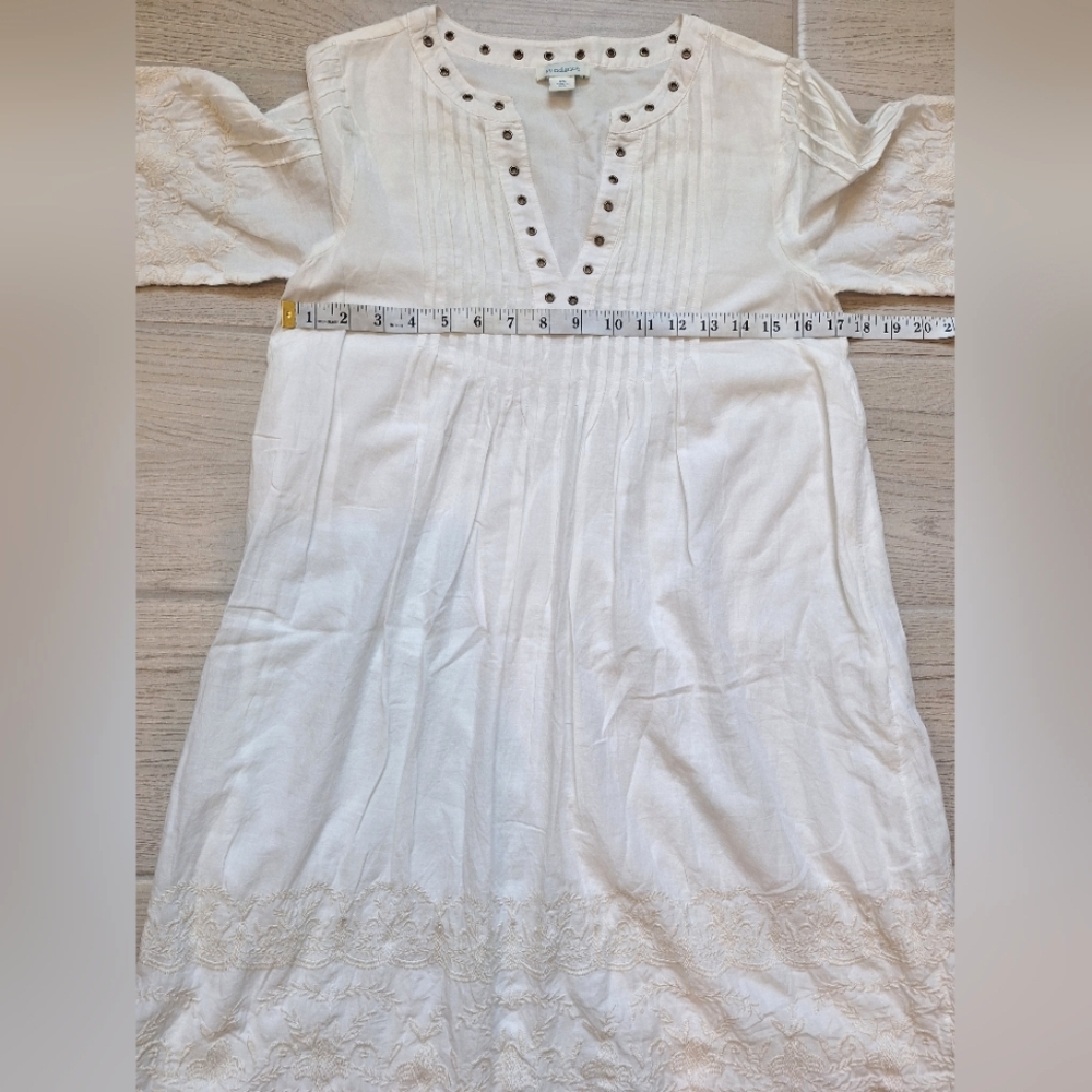 Sundance Nicolette embroidered V-neck white cotton dress with embroidery - XS - Picture 8 of 13